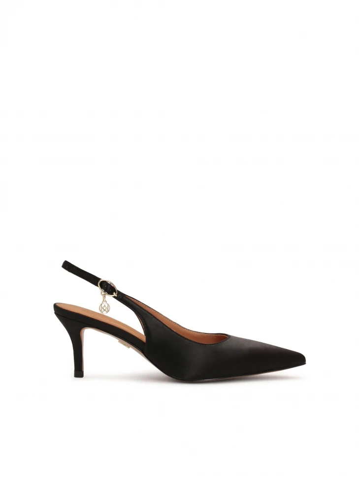 kazar Black fabric pumps with open heels