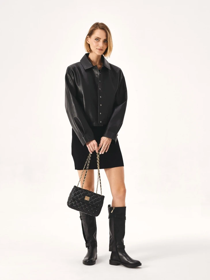Kazar Black Flat Boots With Overlay Upper