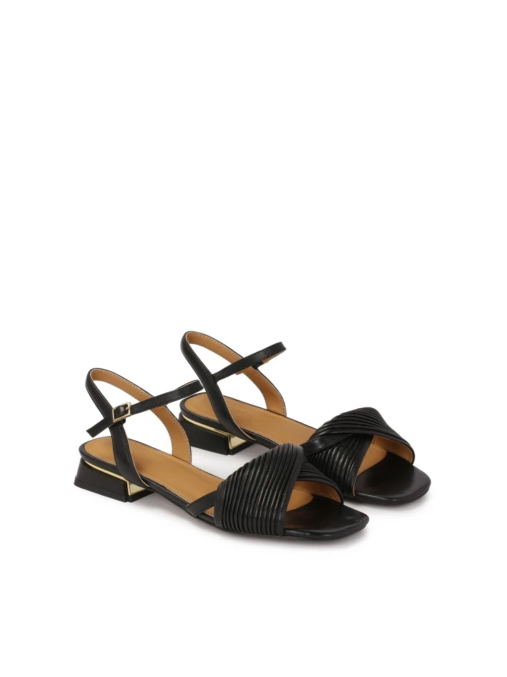 Kazar Black Flat-heeled Sandals