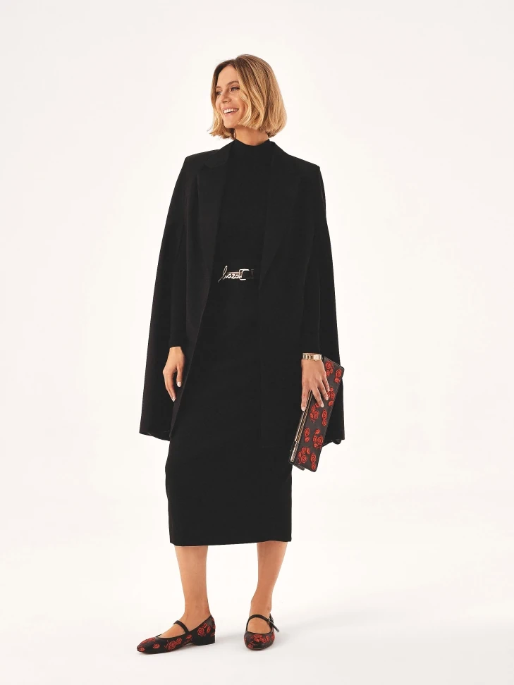 Kazar Black Flat Pumps With Flowers