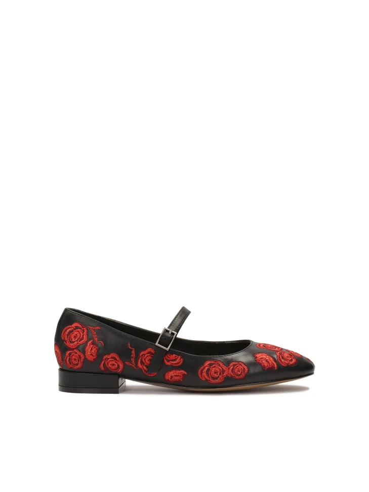 kazar Black flat pumps with flowers