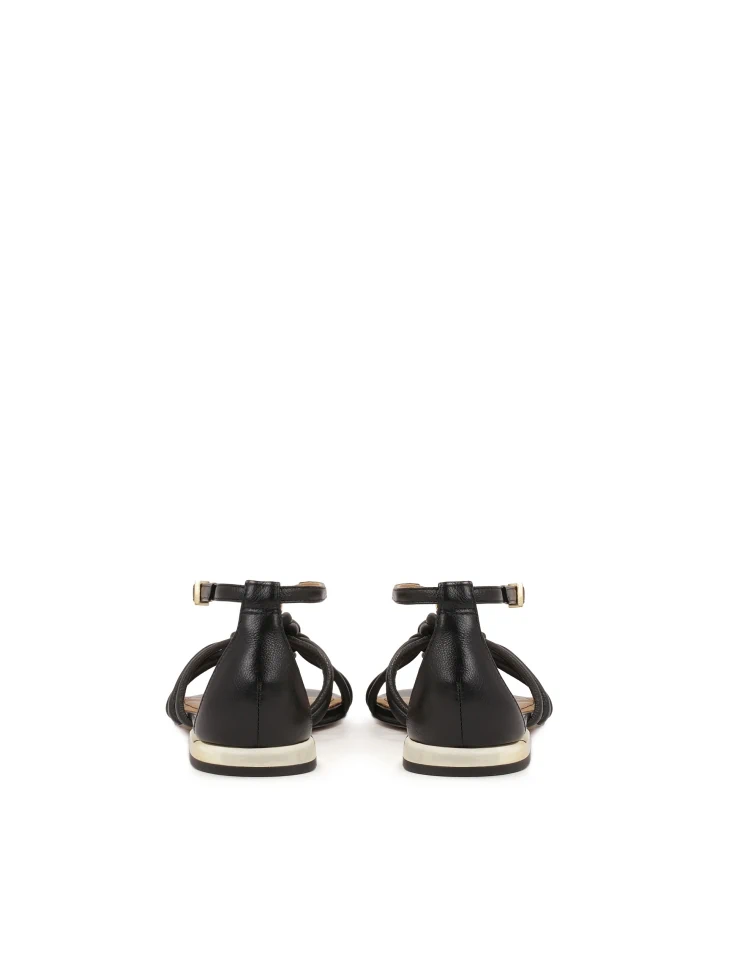 Kazar Black Flat Sandals With Gold Heel