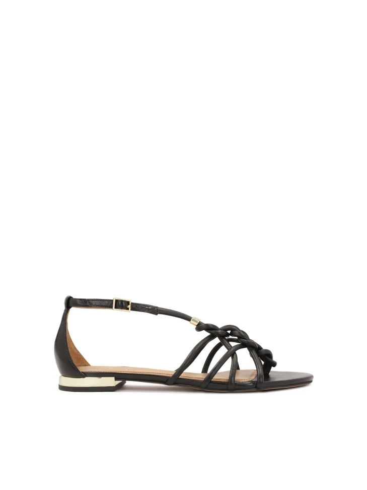kazar Black flat sandals with gold heel