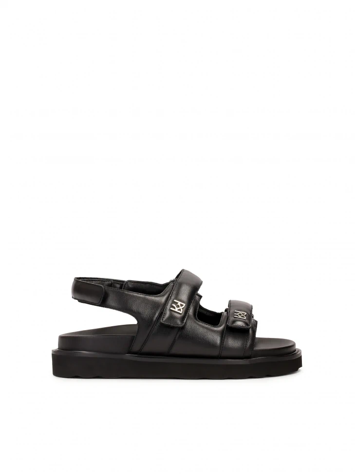 kazar Black flat sandals with velcro straps