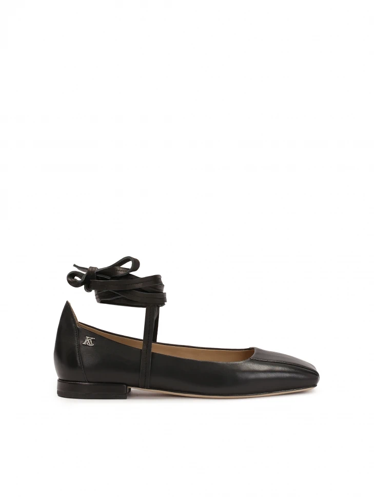 kazar Black flat sole pumps with square nose