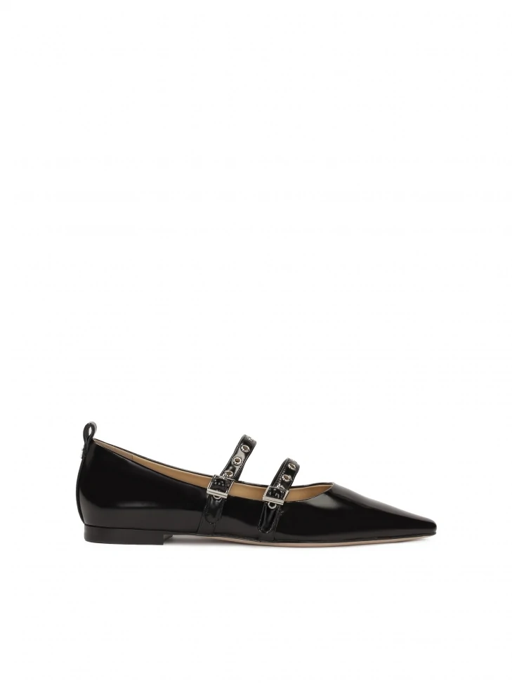 kazar Black flat sole pumps with two straps