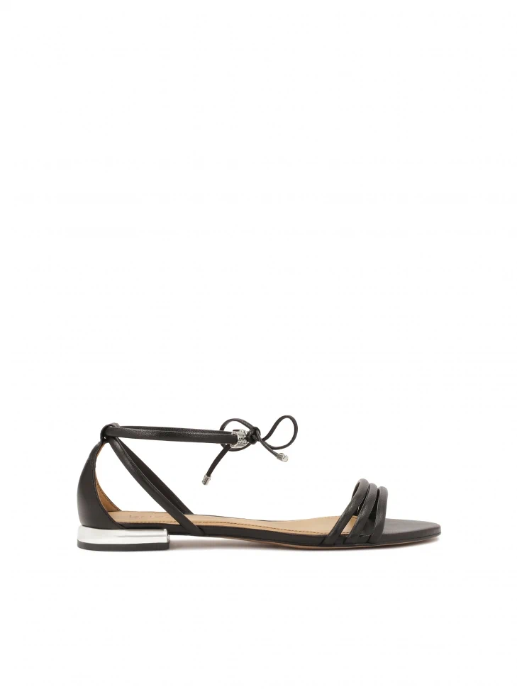 kazar Black flat sole sandals with silver heel