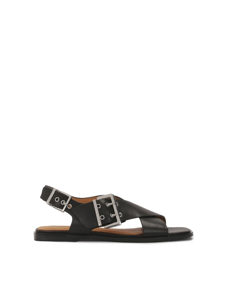 kazar Black flat sole sandals with wide straps