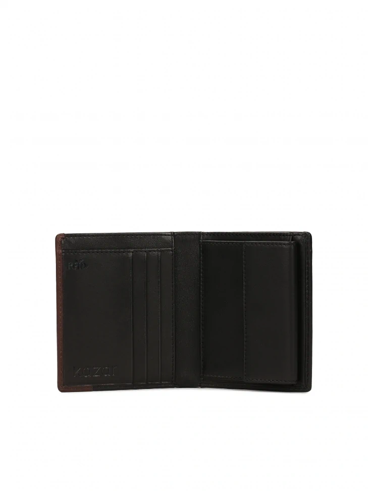 Kazar Black Folding Wallet With Brown Insert