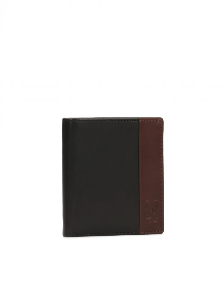 Kazar Black Folding Wallet With Brown Insert