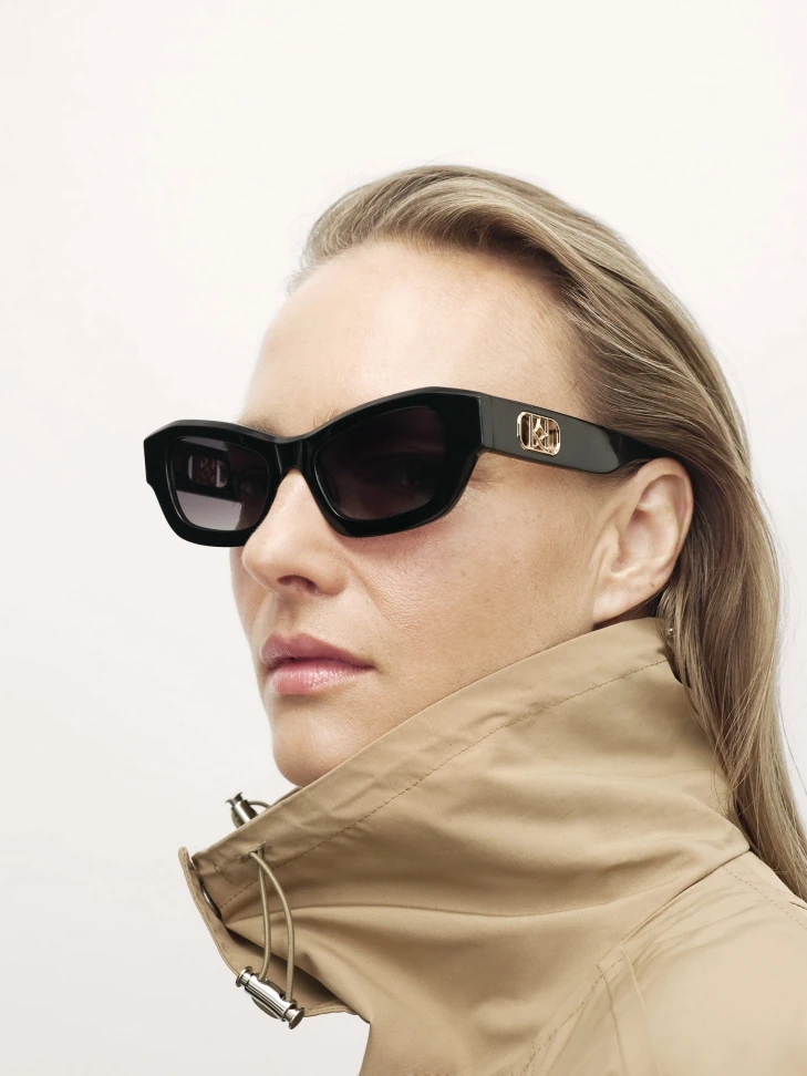 Kazar Black Glasses With Gold Monograms