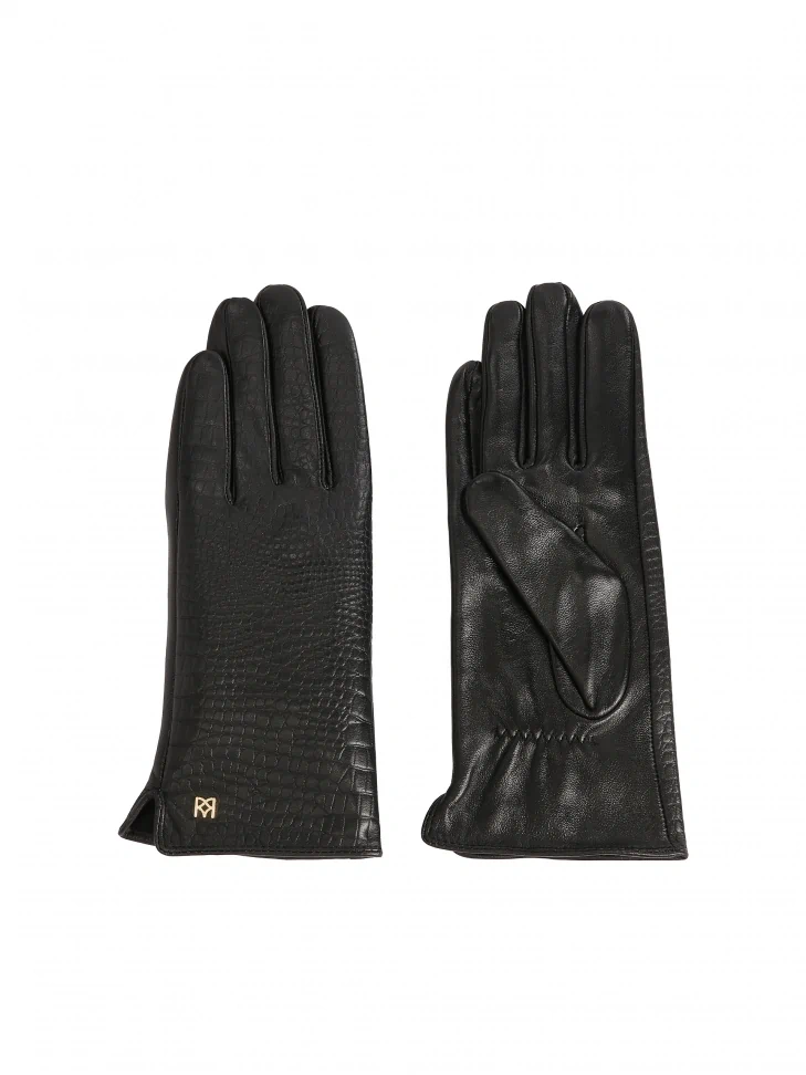 Kazar Black Gloves Decorated With A Crocus Insert