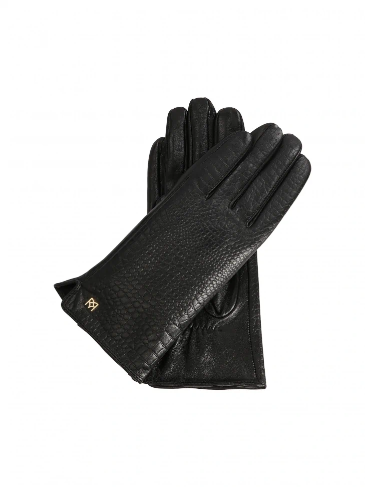 kazar Black gloves decorated with a crocus insert
