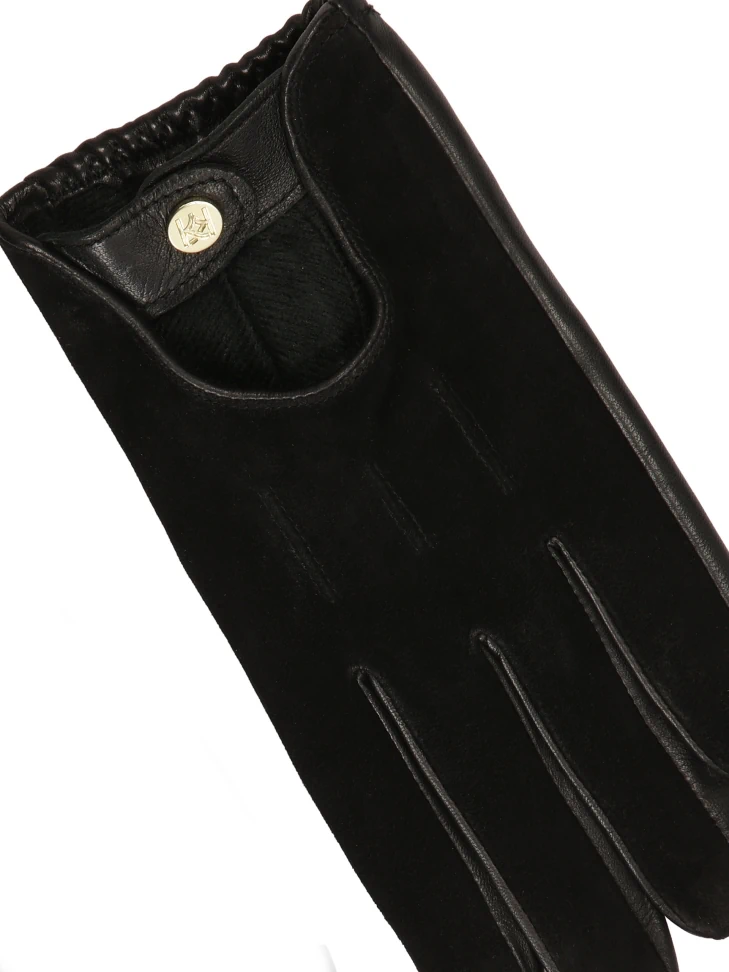 Kazar Black Gloves Made Of Two Types Of Leather