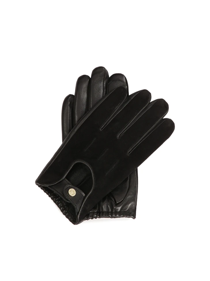 kazar Black gloves made of two types of leather