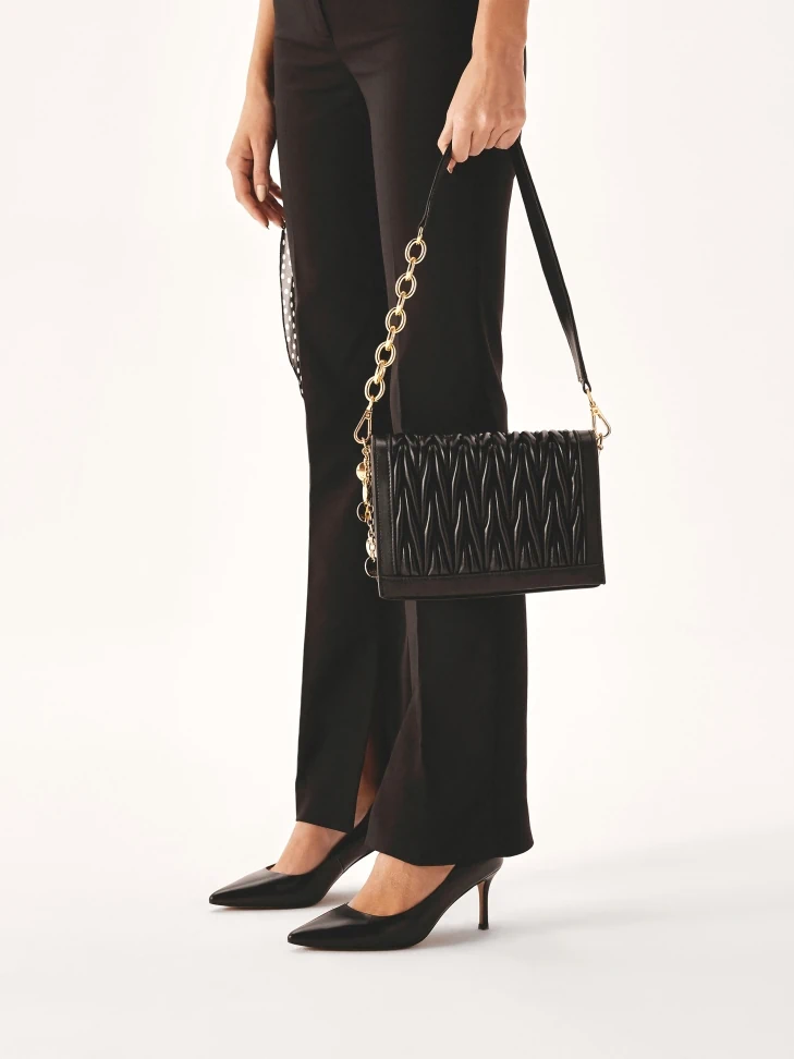 Kazar Black Handbag Decorated With A Crease