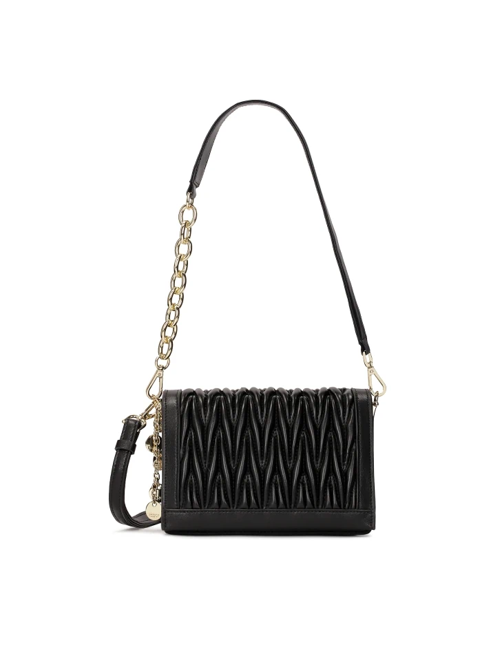 kazar Black handbag decorated with a crease
