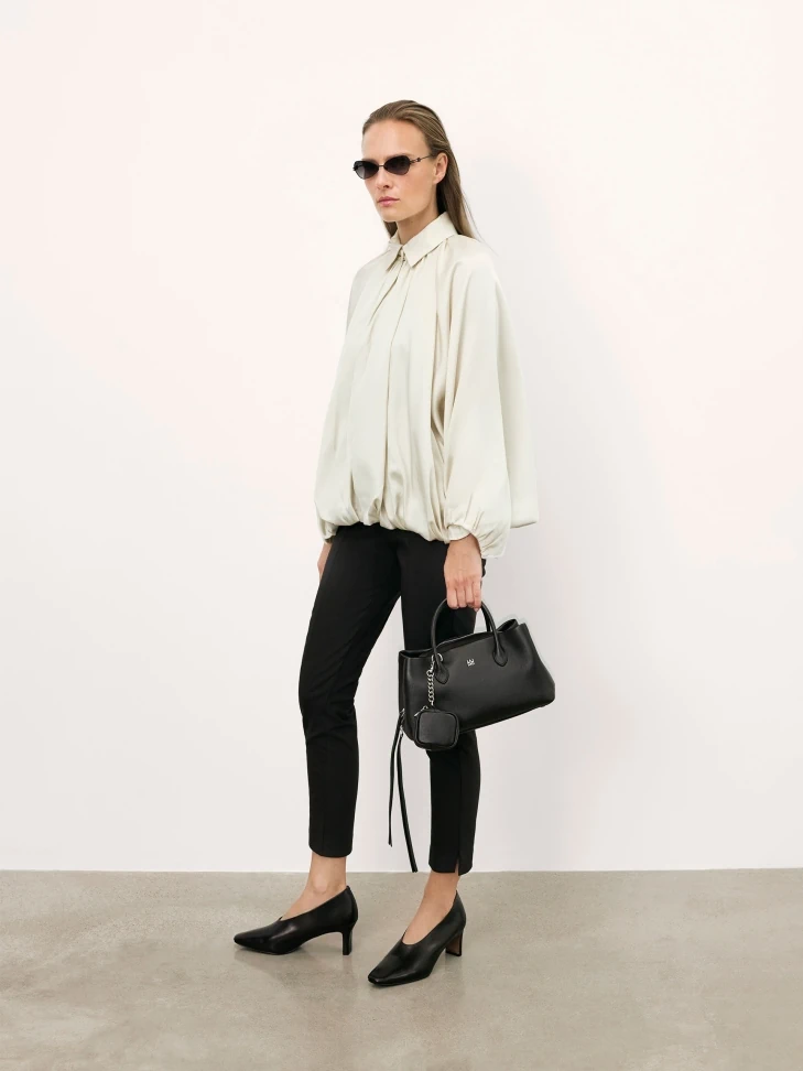 Kazar Black Handbag With A Unique Shape