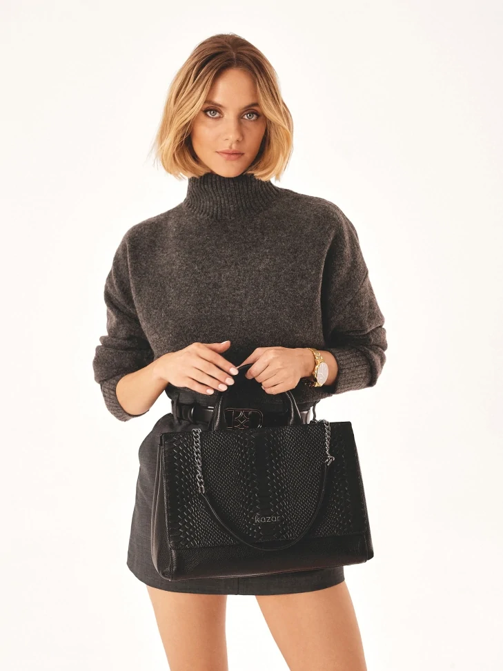 Kazar Black Handbag With An Unusual Shape