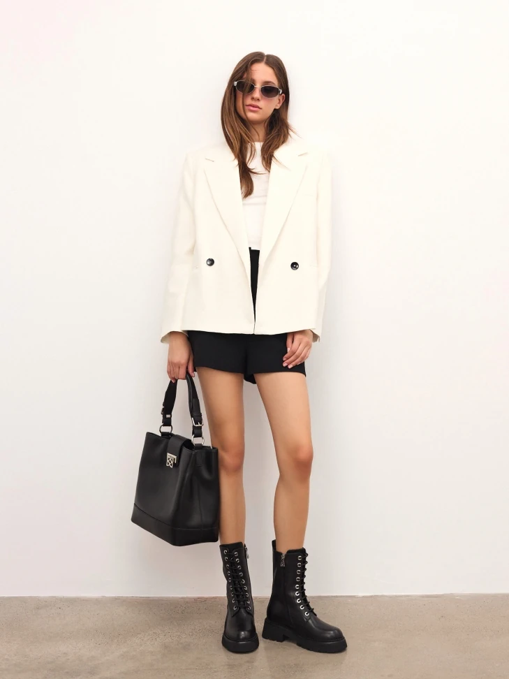 Kazar Black Handbag With Decorative Clasp