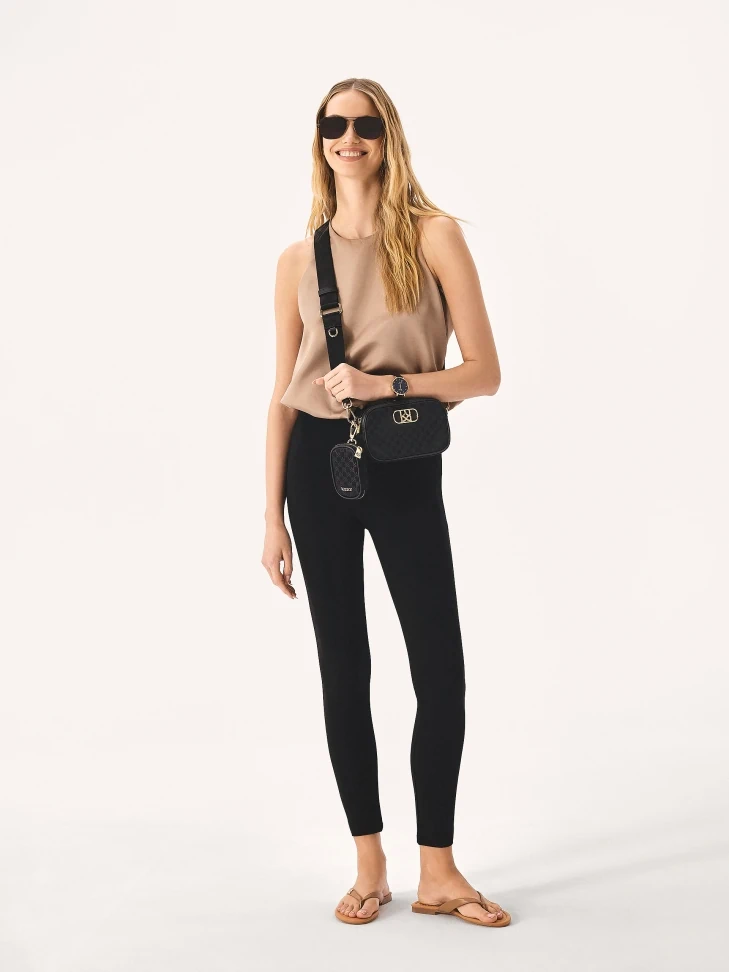 Kazar Black Handbag With Detachable Pouch