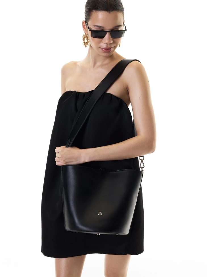 Kazar Black Handbag With Hand Grip