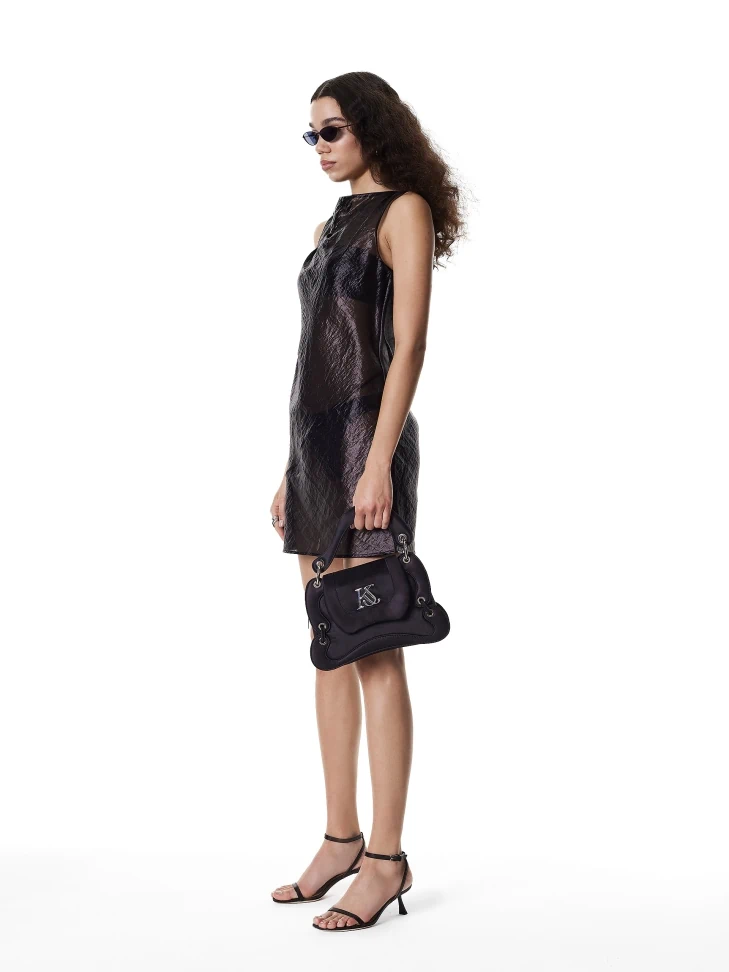Kazar Black Handbag With Irregular Shape