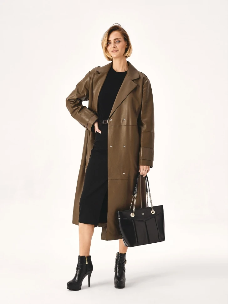 Kazar Black Handbag With Long Shoulder Handles