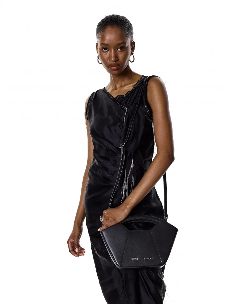 Kazar Black Handbag With Rigid Construction