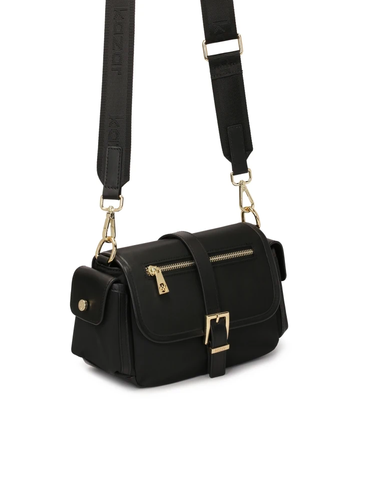Kazar Black Handbag With Side Pockets