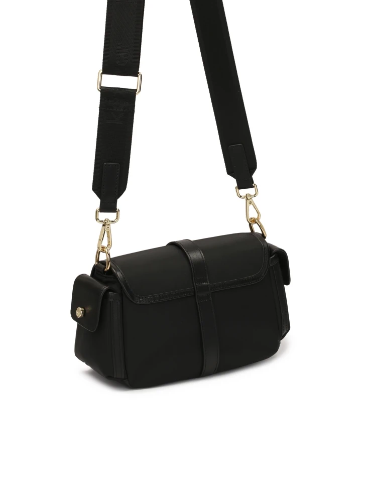 Kazar Black Handbag With Side Pockets