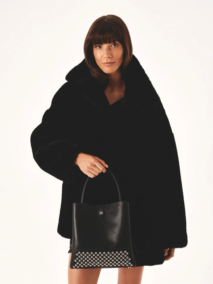 Kazar Black Handbag With Silver Rivets