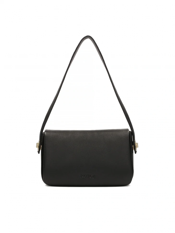 kazar Black handbag with striking pinned strap