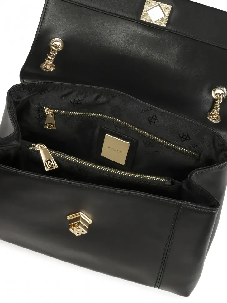 Kazar Black Handbag With Twist Closure