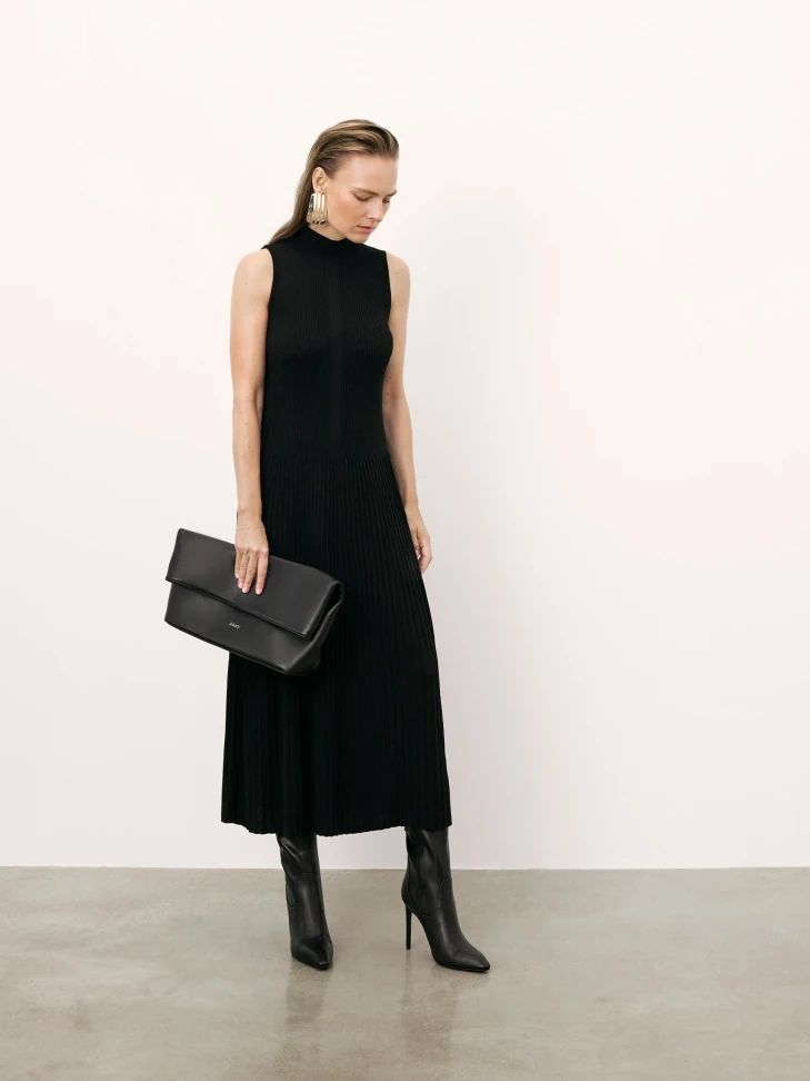 Kazar Black Handbag With Two Ways Of Carrying