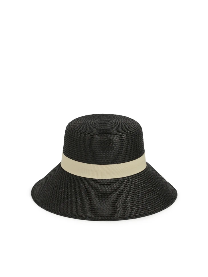 Kazar Black Hat With Beige Brim