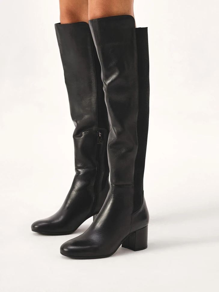 Kazar Black Heeled Boots With Elastic Inserts