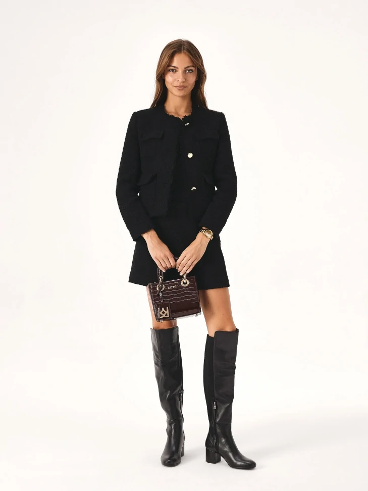 Kazar Black Heeled Boots With Elastic Inserts