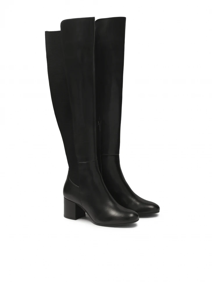 Kazar Black Heeled Boots With Elastic Inserts