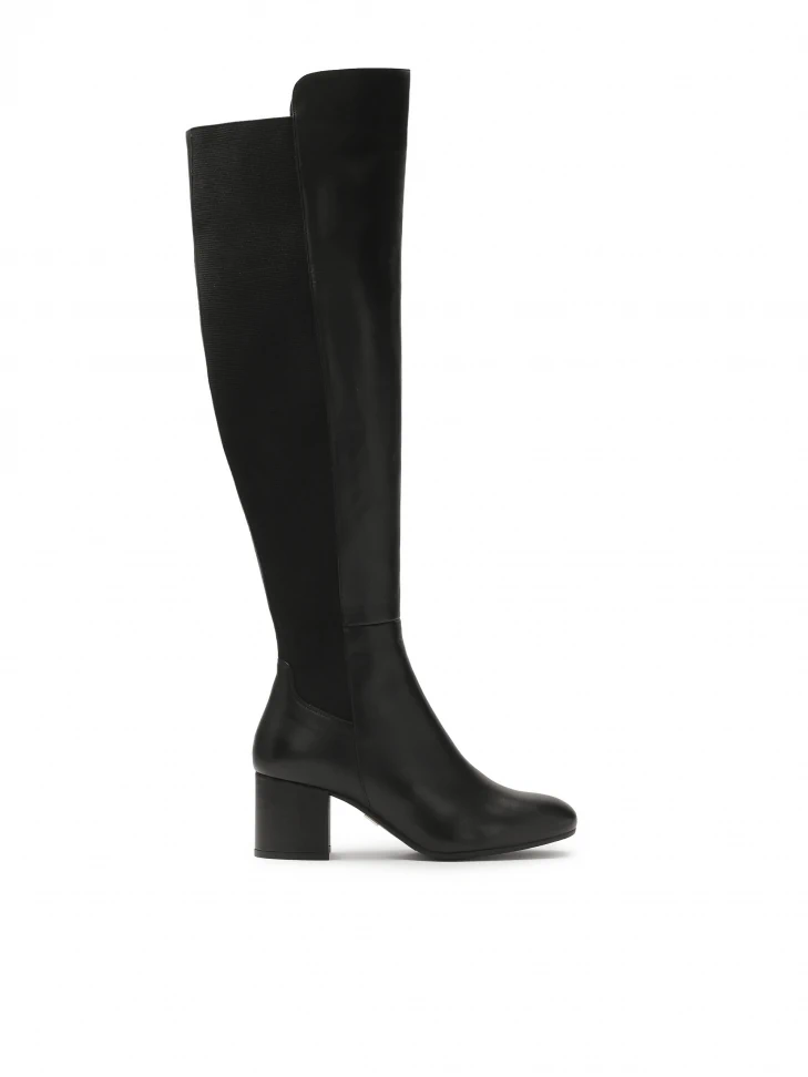 kazar Black heeled boots with elastic inserts