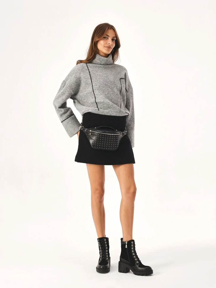 Kazar Black Heeled Boots With Trep Sole