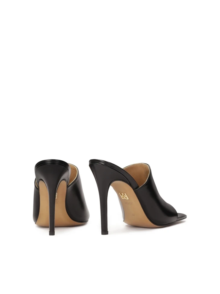 Kazar Black Heeled Mules With Square Toes
