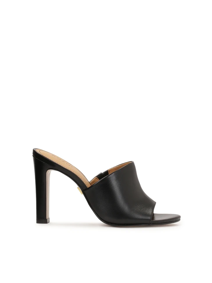 kazar Black heeled mules with wide strap