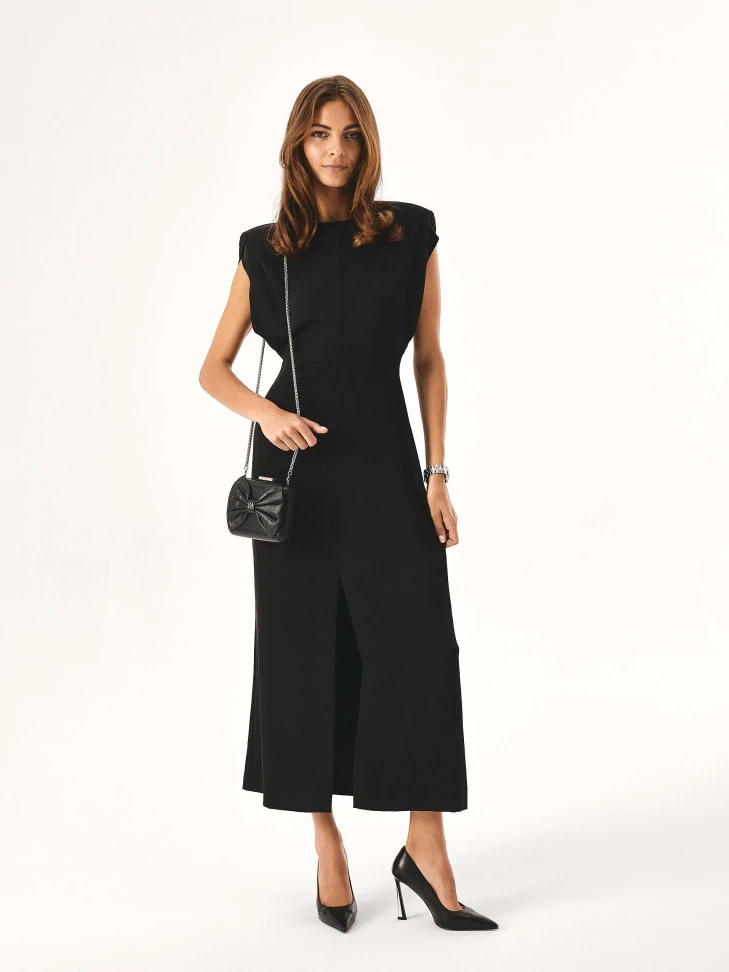 Kazar Black Heeled Pumps With Metal Inserts