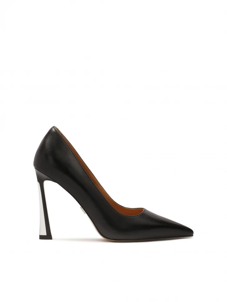kazar Black heeled pumps with metal inserts