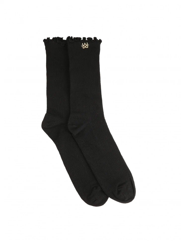 Kazar Black High Socks Decorated With A Monogram