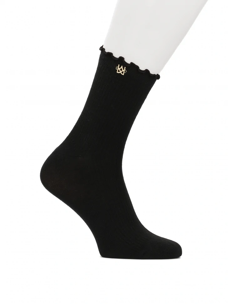 kazar Black high socks decorated with a monogram
