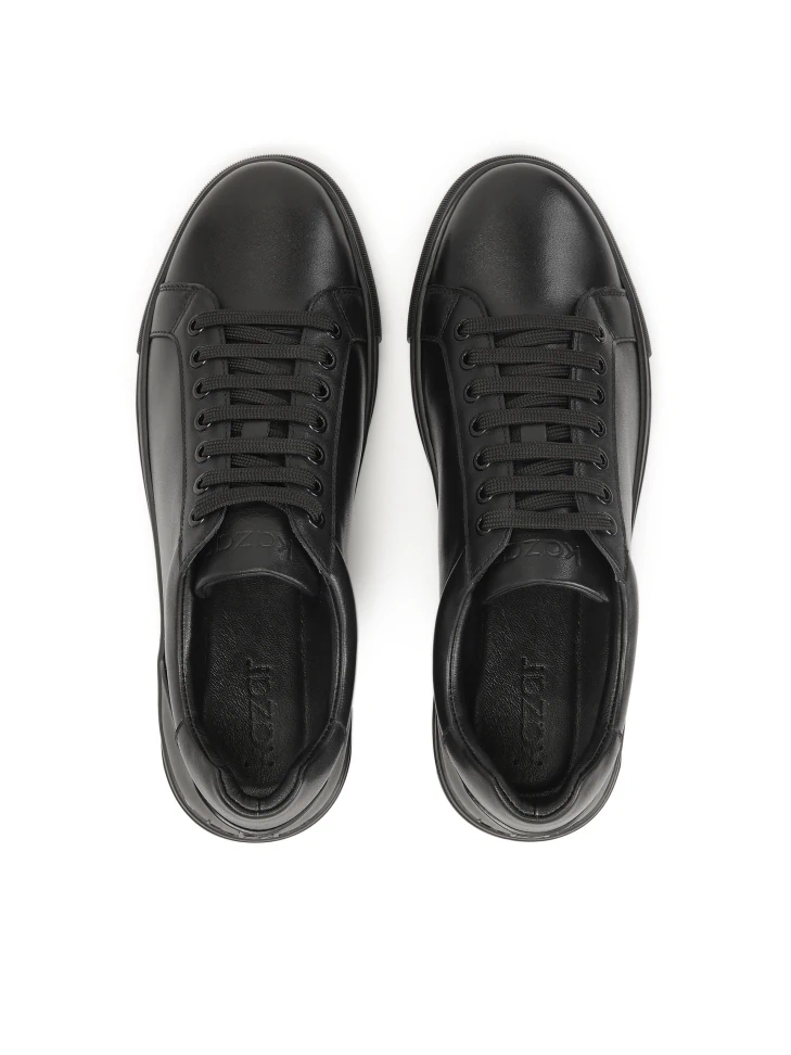 Kazar Black Lace-up Leather Sneakers