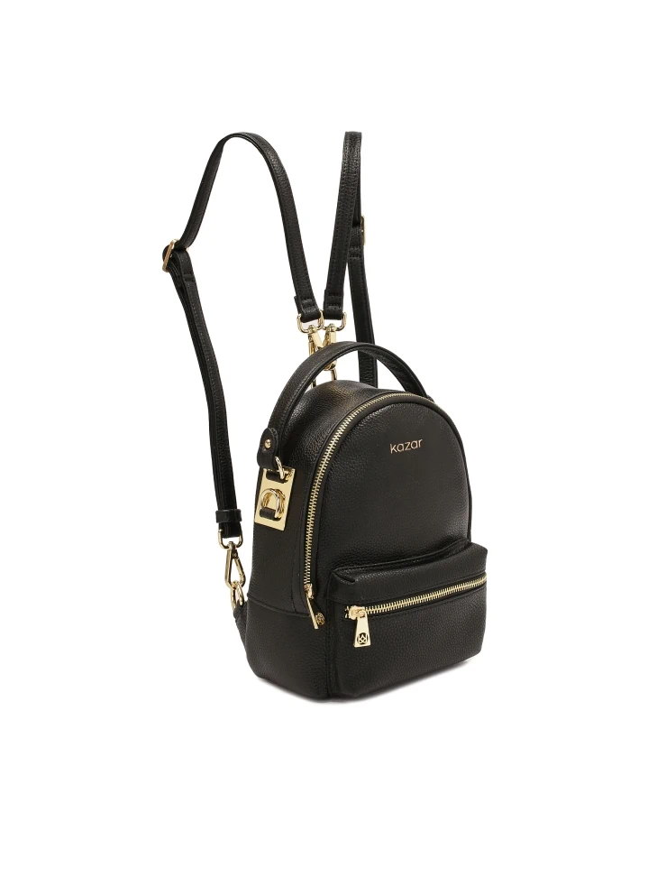 Kazar Black Leather 2-in-1 Backpack