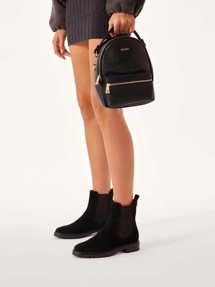 Kazar Black Leather 2-in-1 Backpack